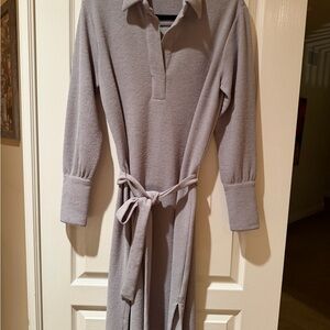 Club Monaco Gray Long-Sleeve Belted Dress